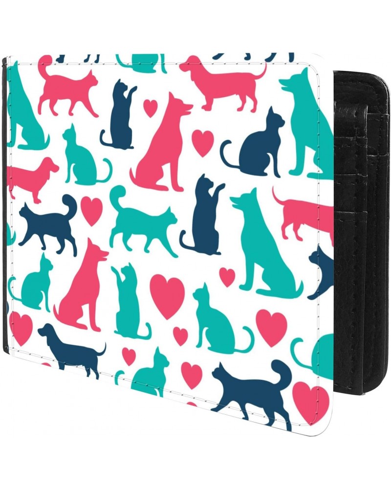 Unique Desige Pattern - Cute dogs and cats pattern, Slim Front Pocket Wallet Billfold RFID Blocking $9.59 Wallets