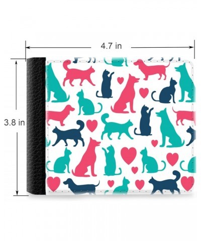 Unique Desige Pattern - Cute dogs and cats pattern, Slim Front Pocket Wallet Billfold RFID Blocking $9.59 Wallets