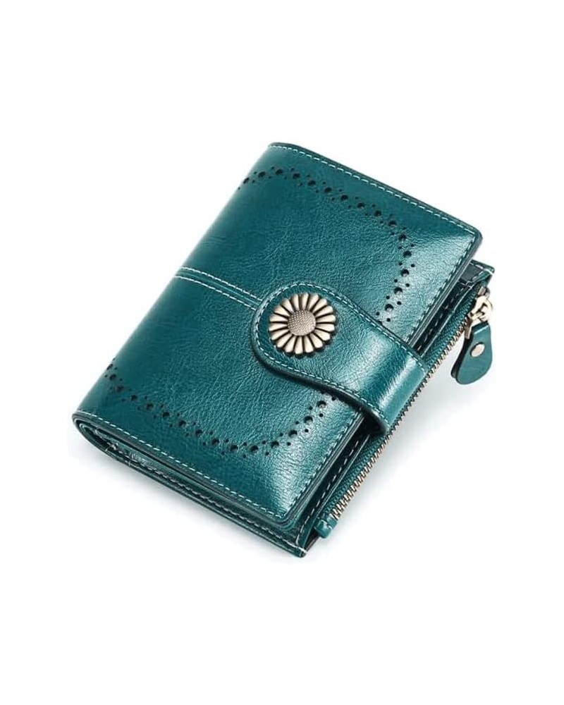 Women's Leather Wallet Fashion Short Student Card Holder Multifunction Business Coins Pocket Mini Coin Purses 10x12.5cm Green...