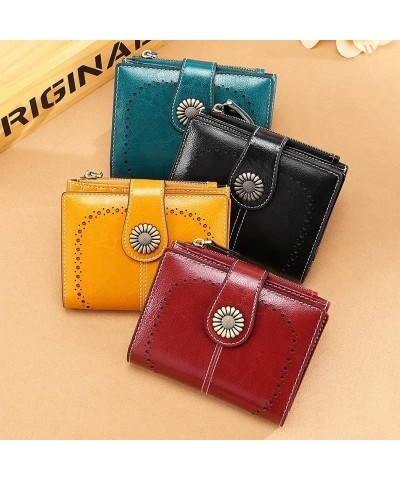 Women's Leather Wallet Fashion Short Student Card Holder Multifunction Business Coins Pocket Mini Coin Purses 10x12.5cm Green...