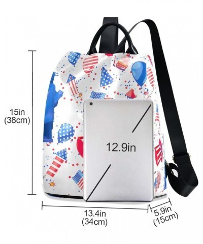 Floral on Black Women's Backpack Purse Anti Theft Casual Fashion Bag with Pompom Usa Icons $20.57 Backpacks