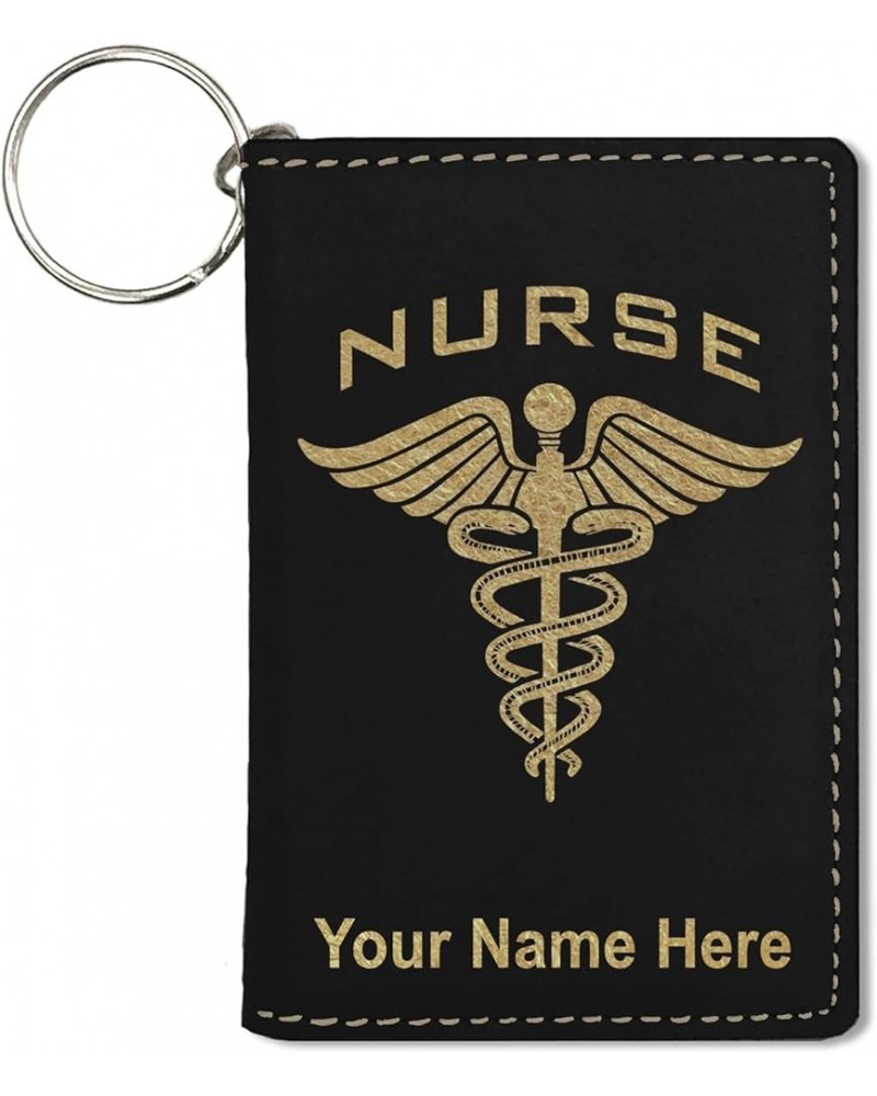 ID Holder Wallet, Nurse, Personalized Engraving Included (Black with Silver) Black with Gold $16.23 Wallets