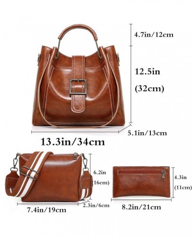 3Pcs Handbag for Women Purse Tote Satchels Designer Shoulder Bag Clutch Brown $15.12 Totes