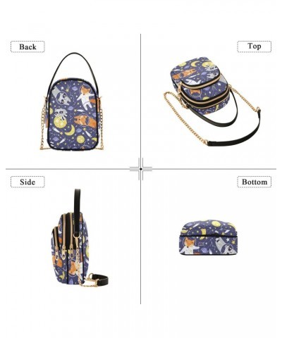 Cute Fox Astronaut Women's Crossbody Handbags Quilted Shoulder Bag with Chain Strap Raccoon Trendy Cross Body Cell Phone Cros...