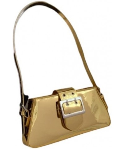 Y2k Purse Trendy Aesthetic Bag Metallic Purse Chrome Purse Y2k Accessories Small Purses for Women Gold $15.65 Handbags