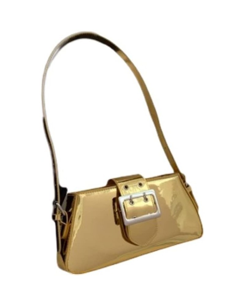 Y2k Purse Trendy Aesthetic Bag Metallic Purse Chrome Purse Y2k Accessories Small Purses for Women Gold $15.65 Handbags