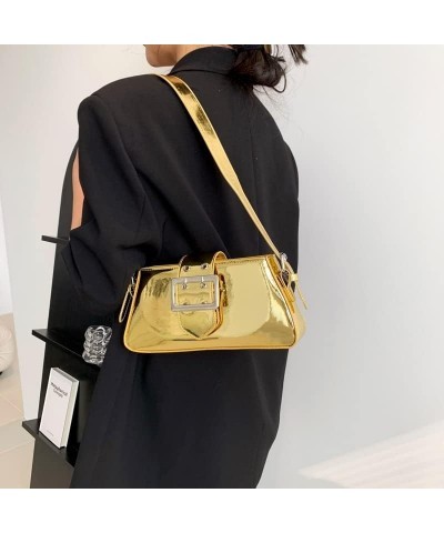 Y2k Purse Trendy Aesthetic Bag Metallic Purse Chrome Purse Y2k Accessories Small Purses for Women Gold $15.65 Handbags