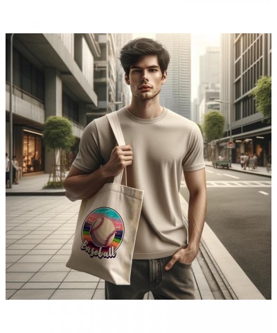 Baseball Cotton Tote Bag for Women Men Casual Tote Bag Cloth Canvas Shopping Bags with Handles Cute Bags Everyday Use 15" x 1...