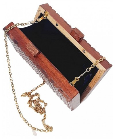 Wooden Clutch Purse Bridal Clutch Handmade Brown Wooden Clutch cum Sling Bag Detachable $18.80 Clutches