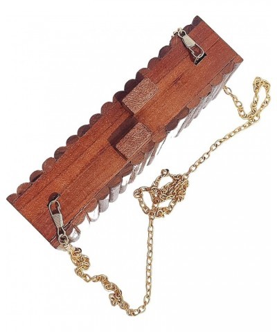 Wooden Clutch Purse Bridal Clutch Handmade Brown Wooden Clutch cum Sling Bag Detachable $18.80 Clutches