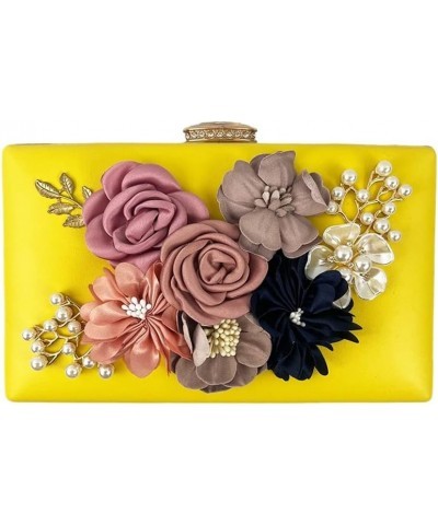 Shiiriin Women's 3D Floral Clutch Purse Handbag | Handmade with Pearls | Perfect for Bridal, Wedding and Parties Yellow $20.2...