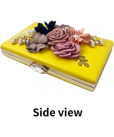 Shiiriin Women's 3D Floral Clutch Purse Handbag | Handmade with Pearls | Perfect for Bridal, Wedding and Parties Yellow $20.2...