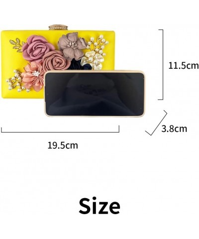 Shiiriin Women's 3D Floral Clutch Purse Handbag | Handmade with Pearls | Perfect for Bridal, Wedding and Parties Yellow $20.2...