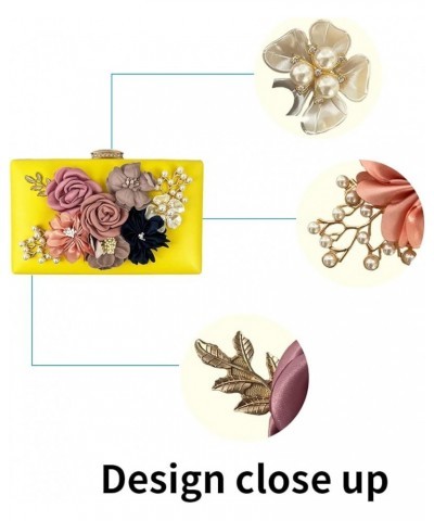 Shiiriin Women's 3D Floral Clutch Purse Handbag | Handmade with Pearls | Perfect for Bridal, Wedding and Parties Yellow $20.2...