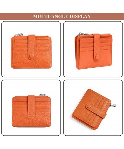 Women's Small Card Holder Genuine Leather Lightweight Ladies Multi-Pocket Purses with Zipper Coin Pocket (Brown) Orange $21.6...