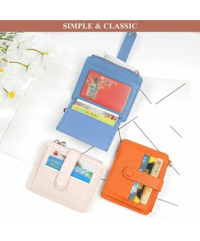 Women's Small Card Holder Genuine Leather Lightweight Ladies Multi-Pocket Purses with Zipper Coin Pocket (Brown) Orange $21.6...