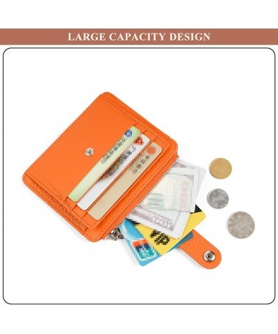 Women's Small Card Holder Genuine Leather Lightweight Ladies Multi-Pocket Purses with Zipper Coin Pocket (Brown) Orange $21.6...