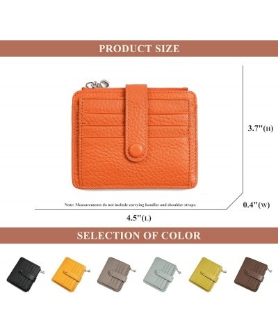 Women's Small Card Holder Genuine Leather Lightweight Ladies Multi-Pocket Purses with Zipper Coin Pocket (Brown) Orange $21.6...