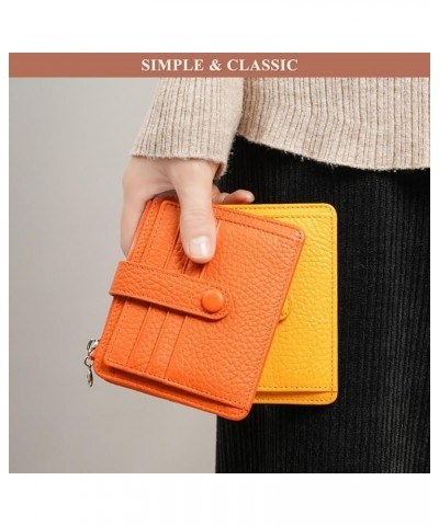 Women's Small Card Holder Genuine Leather Lightweight Ladies Multi-Pocket Purses with Zipper Coin Pocket (Brown) Orange $21.6...