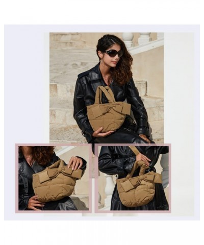 Puffer Tote Bag, Trendy Chic Quilted Padded Soft Crossbody Bag Shoulder Bags with Cute Bow for Women Winter Black $19.94 Totes