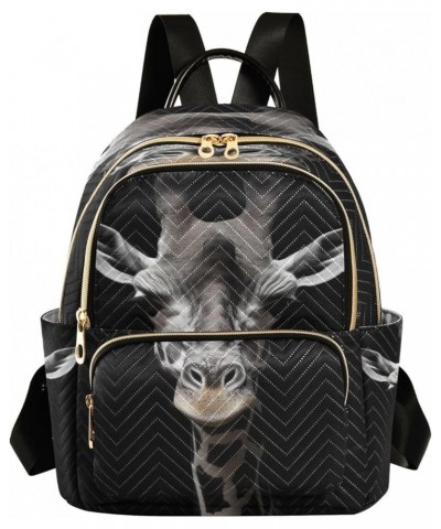 Black Giraffe Quilted Backpack for Women Purse Shoulder Bags Travel Bag for Daily Work Nurse S Small $14.88 Backpacks