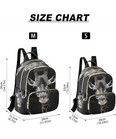 Black Giraffe Quilted Backpack for Women Purse Shoulder Bags Travel Bag for Daily Work Nurse S Small $14.88 Backpacks