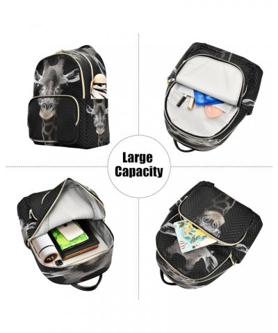 Black Giraffe Quilted Backpack for Women Purse Shoulder Bags Travel Bag for Daily Work Nurse S Small $14.88 Backpacks