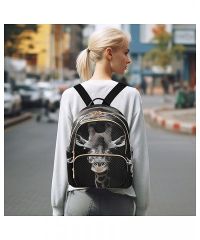 Black Giraffe Quilted Backpack for Women Purse Shoulder Bags Travel Bag for Daily Work Nurse S Small $14.88 Backpacks