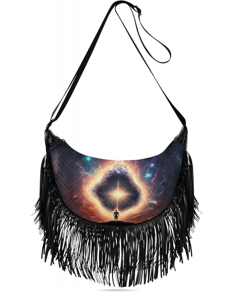 God-spirituality Print Women Tassel Fringe Shoulder bag, Fringe Purse Crossbody, Women Tassel Hobo Bag with Zipper $12.70 Hob...