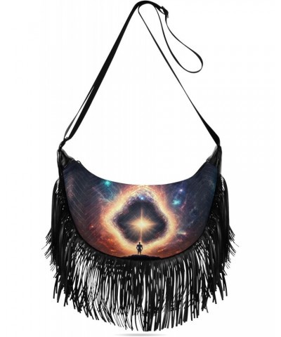 God-spirituality Print Women Tassel Fringe Shoulder bag, Fringe Purse Crossbody, Women Tassel Hobo Bag with Zipper $12.70 Hob...