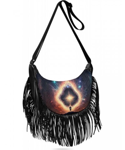 God-spirituality Print Women Tassel Fringe Shoulder bag, Fringe Purse Crossbody, Women Tassel Hobo Bag with Zipper $12.70 Hob...