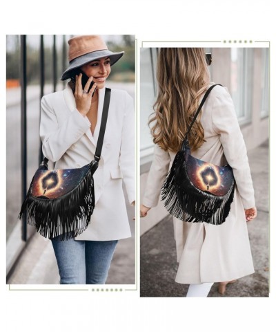 God-spirituality Print Women Tassel Fringe Shoulder bag, Fringe Purse Crossbody, Women Tassel Hobo Bag with Zipper $12.70 Hob...