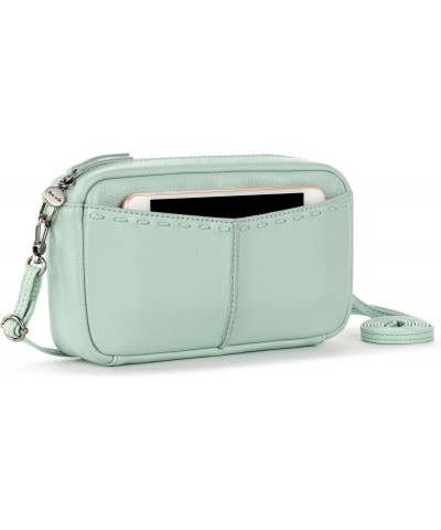 Cora Leather Smartphone Crossbody, Aqua $56.28 Crossbody Bags