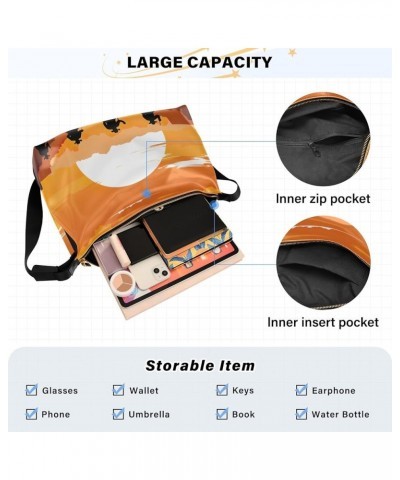 Bunny Cat Easter Day PU Leather Shoulder Bag Crossbody Mens Shoulder Bag Travel Crossbody Bags Cowboys in the Sunset $19.23 H...