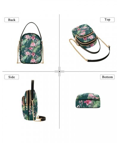 Cell Phone Purse Hibiscus Flamingo Pink Tropical Leaves Crossbody Handbag Durable Shoulder Bag Sturdy Travel Pouch Compact Ch...