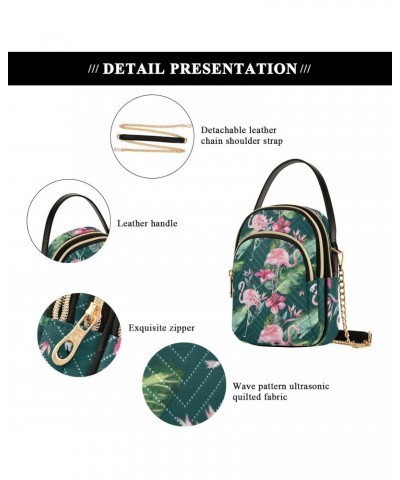 Cell Phone Purse Hibiscus Flamingo Pink Tropical Leaves Crossbody Handbag Durable Shoulder Bag Sturdy Travel Pouch Compact Ch...