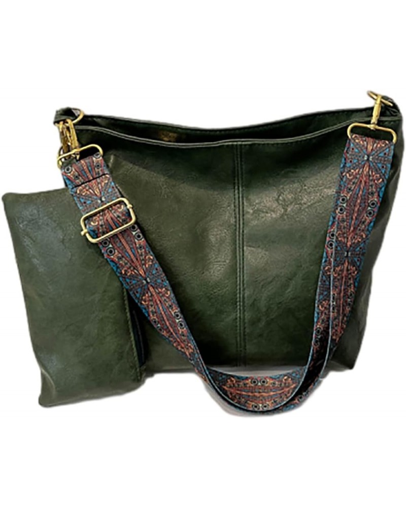 Boho Guitar Strap Crossbody Bags Purse Shoulder Bag Handbags For Women Trendy Boho Bucket Bag Purses Tote B5-green $11.27 Cro...