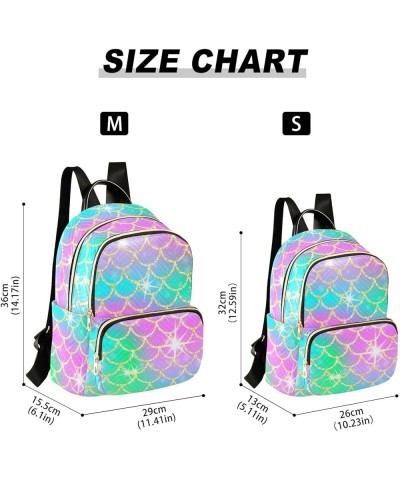 Backpack Purse for Women Rainbow Mermaid Scales, Mini Fashion Backpack Vivid Bling Lightweight Casual Daypack Shoulder Bag Tr...