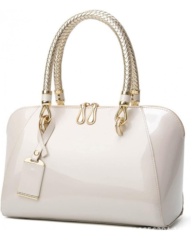 Shiny Patent Women Faux Leather Handbags Crossbody Bag Top Handle Purse Satchel Bag Shoulder Bag White $12.80 Satchels