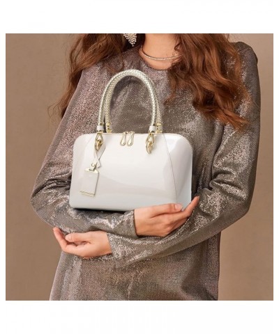 Shiny Patent Women Faux Leather Handbags Crossbody Bag Top Handle Purse Satchel Bag Shoulder Bag White $12.80 Satchels