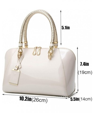 Shiny Patent Women Faux Leather Handbags Crossbody Bag Top Handle Purse Satchel Bag Shoulder Bag White $12.80 Satchels