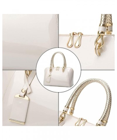 Shiny Patent Women Faux Leather Handbags Crossbody Bag Top Handle Purse Satchel Bag Shoulder Bag White $12.80 Satchels