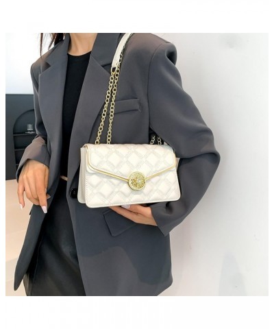 Quilted Purse for Women Leather Ladies Shoulder Purses Chain Crossbody Bag Travel Purses Shoulder Purse White $21.64 Shoulder...