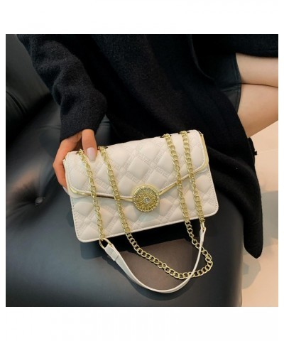 Quilted Purse for Women Leather Ladies Shoulder Purses Chain Crossbody Bag Travel Purses Shoulder Purse White $21.64 Shoulder...