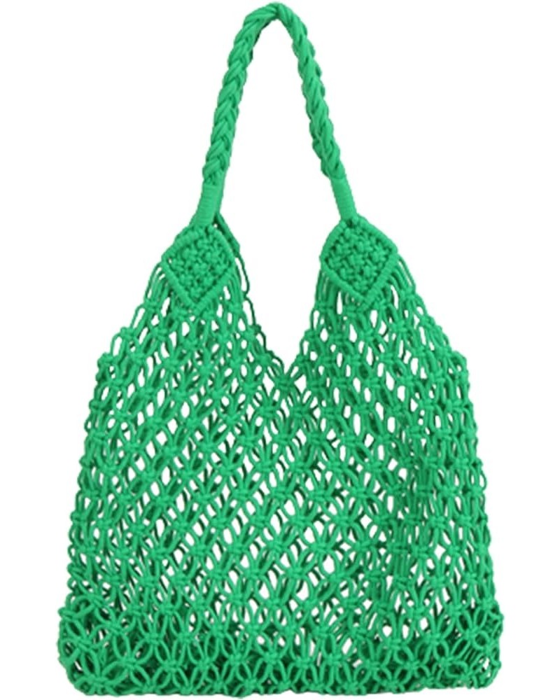 Beach Bags for Women, Summer Mesh Beach Tote Bag Hand Woven Beach Bag Weaving Hollow Shoulder Bag Handbag (Brown) Green $15.5...