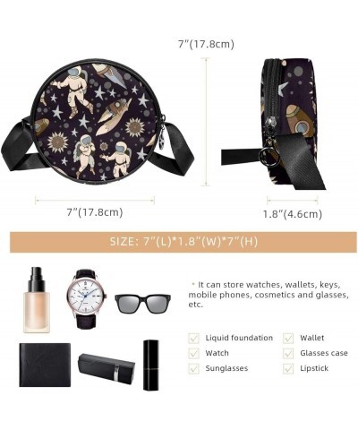 Tokyo City Crossbody Bag for Women Teen Girls Round Canvas Shoulder Bag Purse Tote Handbag Bag Multi07 $10.29 Totes