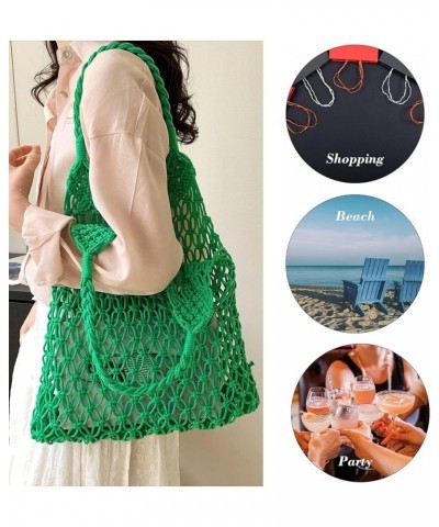 Beach Bags for Women, Summer Mesh Beach Tote Bag Hand Woven Beach Bag Weaving Hollow Shoulder Bag Handbag (Brown) Green $15.5...