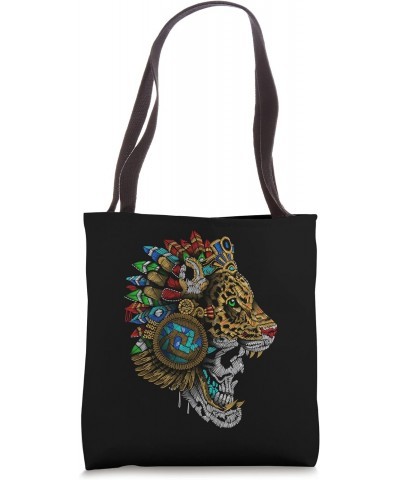 Panther Huichol Sugar Skull Calavera Aztec Skull Art on Back Tote Bag $12.89 Totes