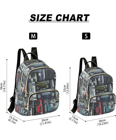 Retro Music Tape Backpack for Women, Anti Theft Backpack Lightweight Small Travel Backpack Shoulder Bag for Work Travel Small...