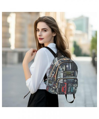 Retro Music Tape Backpack for Women, Anti Theft Backpack Lightweight Small Travel Backpack Shoulder Bag for Work Travel Small...